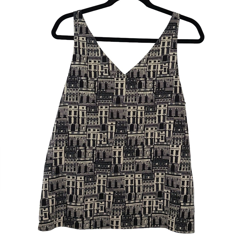 BANANA REPUBLIC Artsy Black & Cream Layering Tank. Feminine Preppy Chic Large - Picture 3 of 6
